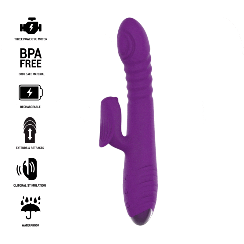INTENSE - IGGY MULTIFUNKTIONELL UPPLADDNINGSBAR VIBRATOR UPP NER MED KLITORISSTIMULATOR LILA