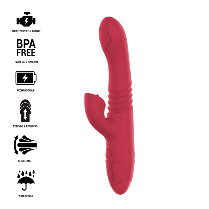 INTENSIV - DUA MULTIFUNKTIONELL UPPLADDNINGSBAR UPP- OCH NEDVIBRATOR MED RÖD TUNGA