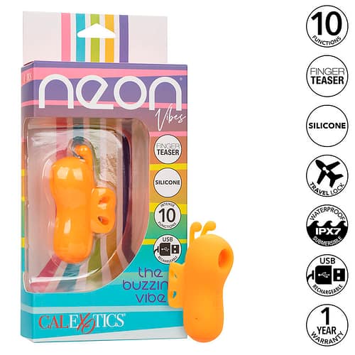 CALEXOTICS - NEON VIBES THE BUZZING VIBE FINGERSTIMULATOR 10 VIBRATIONER ORANGE