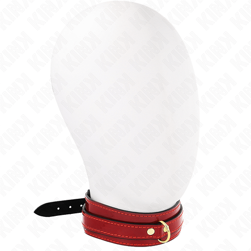 KINK - VINRÖTT JUSTERBART HALSBAND MED GULDDETALJER 29-42,5 CM X 4 CM
