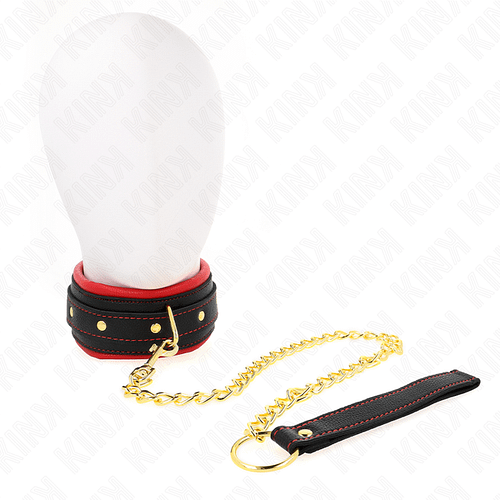 KINK - HALSBAND MED KOPPEL I ENFÄRGAT TYG JUSTERBART 33-48 CM X 5,7 CM