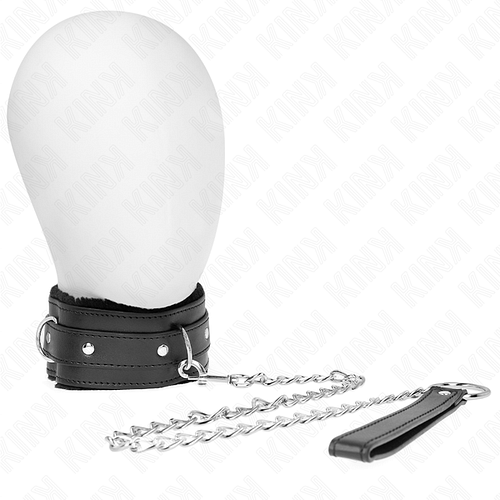 KINK - HALSBAND MED KOPPEL 65 CM MED BEGRÄNSNINGAR SVART 36-42 CM X 5,5 CM
