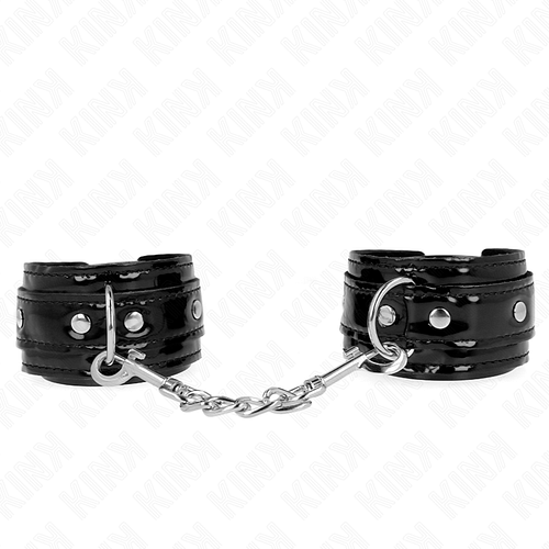 KINK - GLÄNSANDE HANDLEDSMANSCHETTER I NEOPREN JUSTERBARA 17-24 CM X 4,5 CM