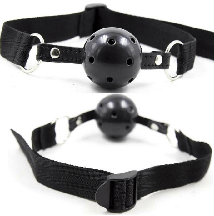 OHMAMA FETISH SVART TYG ANDNINGSBAR BALL GAG