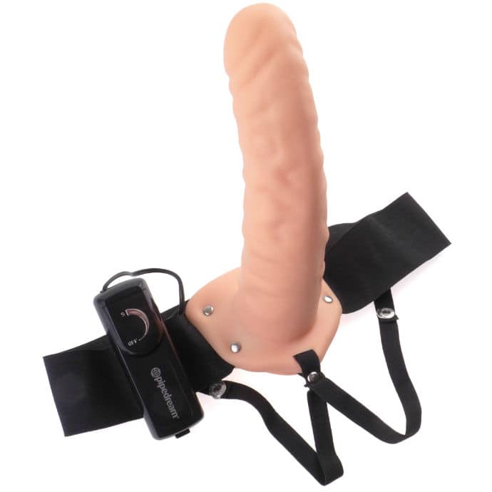 FETISH FANTASY SERIES - 19 CM VIBRATING HOLLOW STRAP-ON BROWN - Bild 3