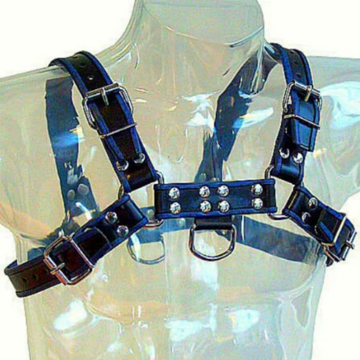 LEATHER BODY - BLUE AND BLACK LEATHER HARNESS CHEST BULLDOG - Bild 2