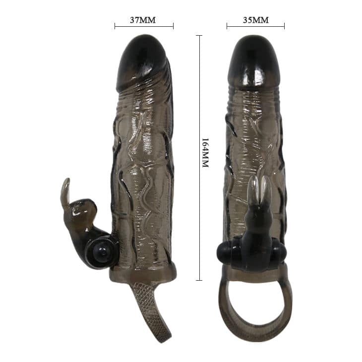 BAILE - BRAVE MAN PENIS COVER WITH RABBIT BLACK 16.5 CM - Image 5