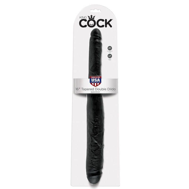 KING COCK SLIM DOUBLE DILDO BLACK 40.6 CM