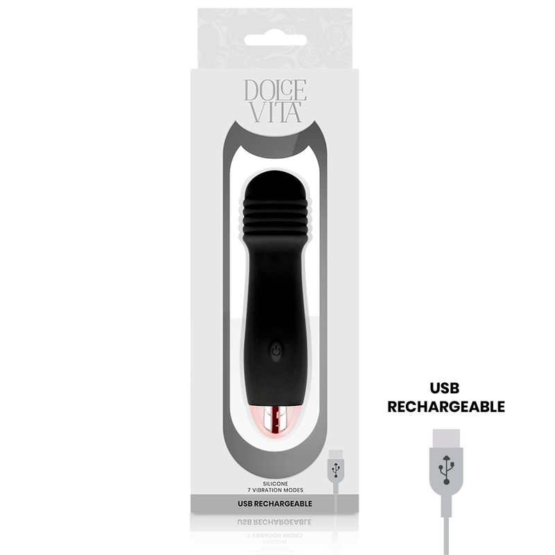 DOLCE VITA - RECHARGEABLE VIBRATOR THREE BLACK 7 SPEED - Image 3