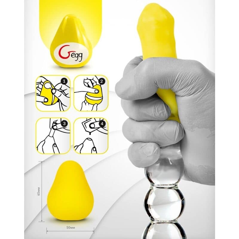 G-VIBE - REUSABLE YELLOW TEXTURED MASTURBATOR EGG - Image 4