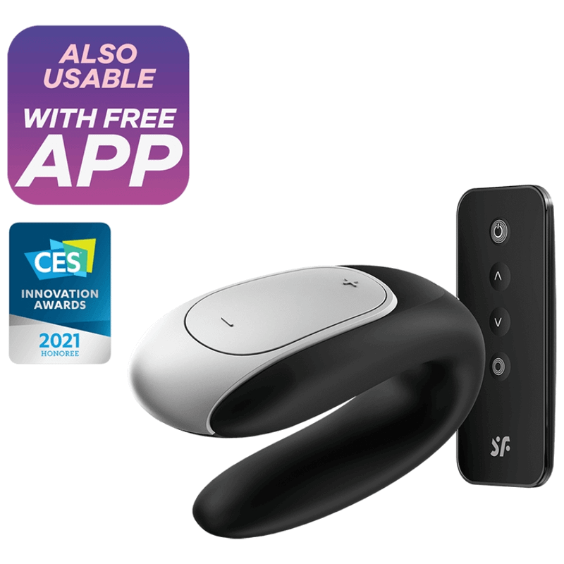 SATISFYER - DOUBLE FUN PARTNER VIBRATOR BLACK - Image 3