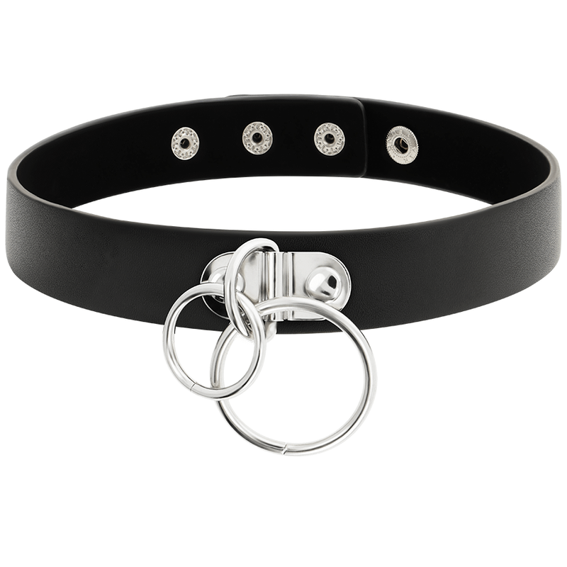 COQUETTE CHIC DESIRE - DOUBLE RING VEGAN LEATHER CHOKER - Image 3