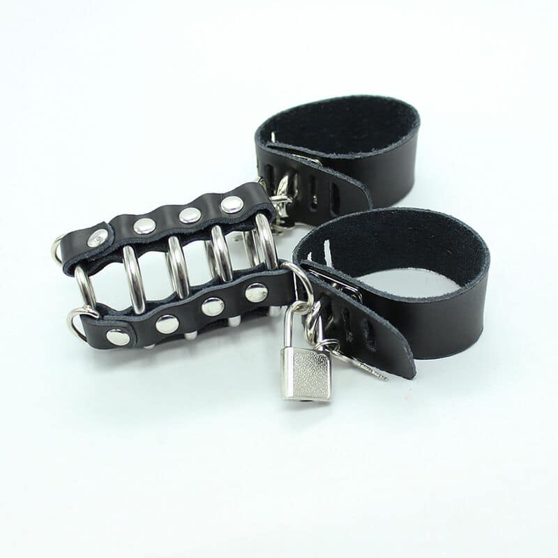 OHMAMA FETISH - PENIS CAGE WITH METAL RINGS AND LEATHER STRAPS - Image 3