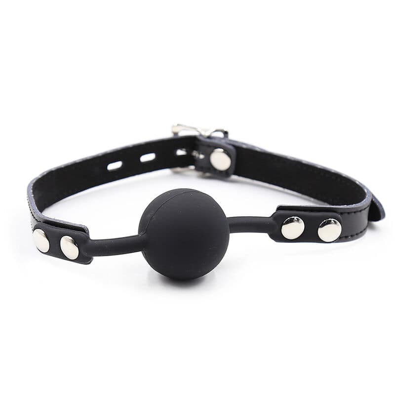 OHMAMA FETISH - SILICONE BALL GAG WITH LEATHER BELT (PADLOCK INCLUDED) - Image 2