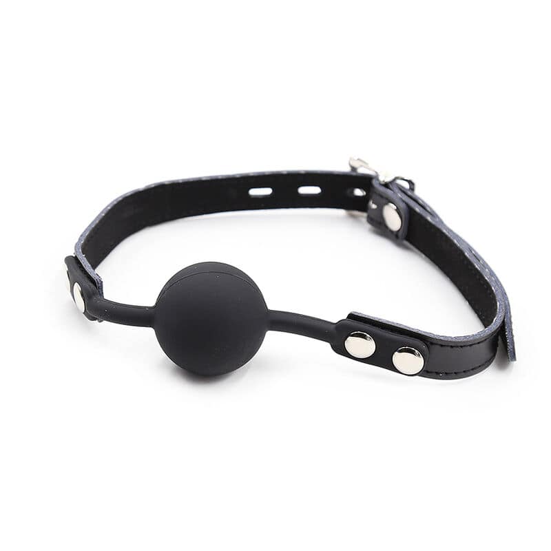 OHMAMA FETISH - SILICONE BALL GAG WITH LEATHER BELT (PADLOCK INCLUDED) - Image 3