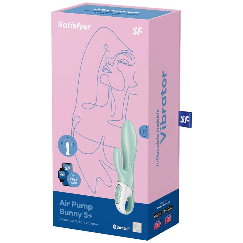 SATISFYER - AIR PUMP BUNNY 5+ INFLATABLE RABBIT VIBRATOR APP GREEN - Bild 4