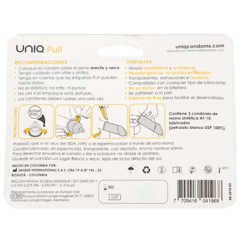 UNIQ - PULL LATEX FREE CONDOMS WITH STRIPS 3 UNITS - Bild 2
