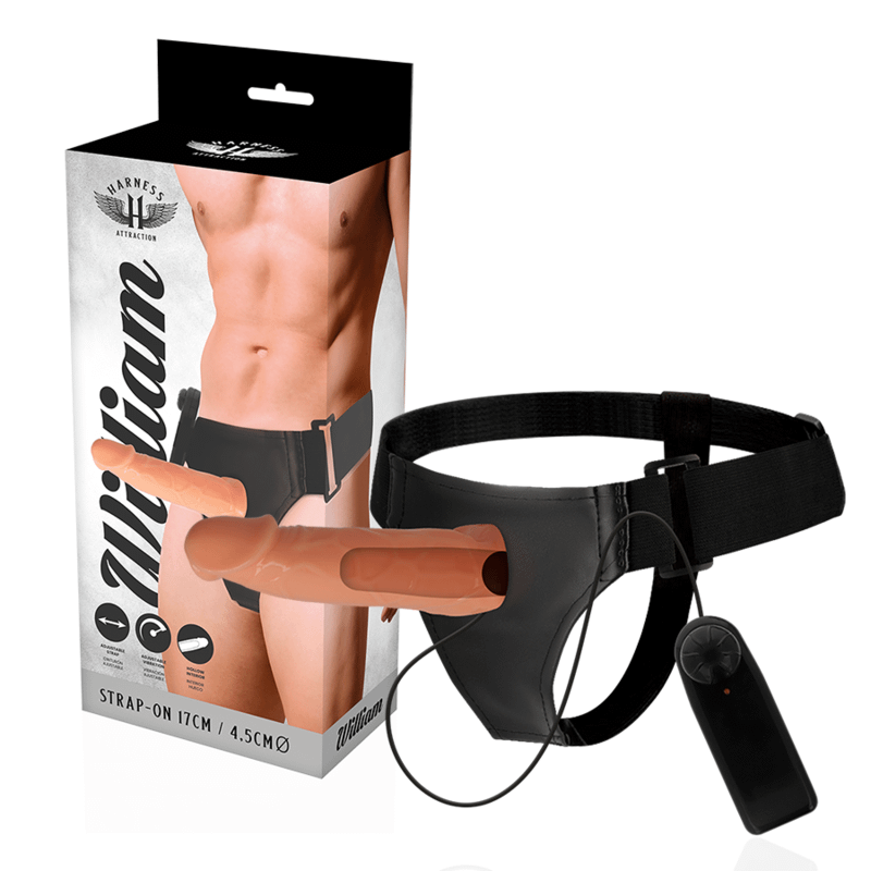 HARNESS ATTRACTION - WILLIAN HOLLOW RNES MED VIBRATOR 17 CM -O- 4,5 CM