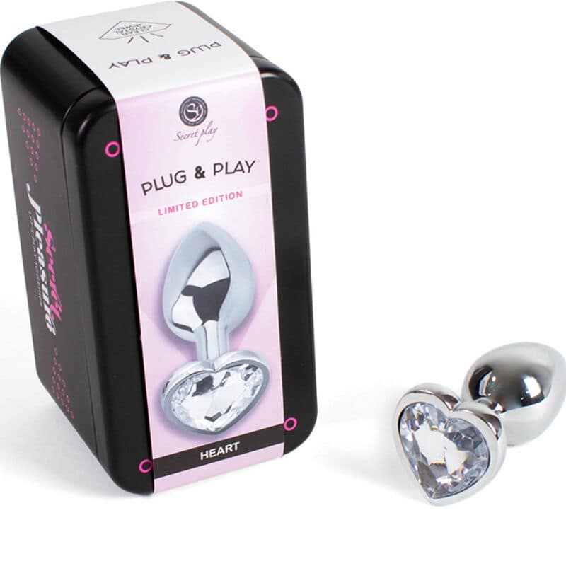 SECRETPLAY - METAL BUTT PLUG CLEAR CRYSTAL HEART SMALL SIZE 7 CM - Image 2