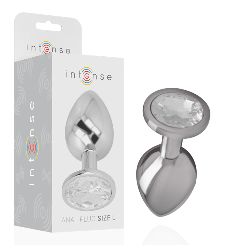 INTENSE - ALUMINUM METAL ANAL PLUG WITH SILVER CRYSTAL SIZE L - Image 2