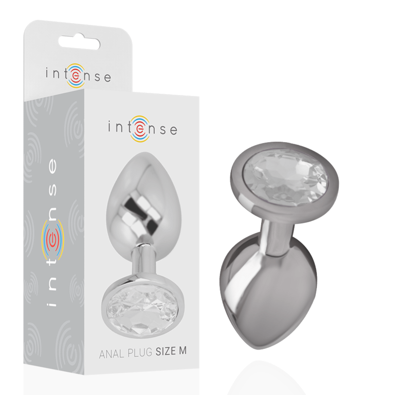 INTENSE - ALUMINUM METAL ANAL PLUG WITH SILVER CRYSTAL SIZE M - Image 2