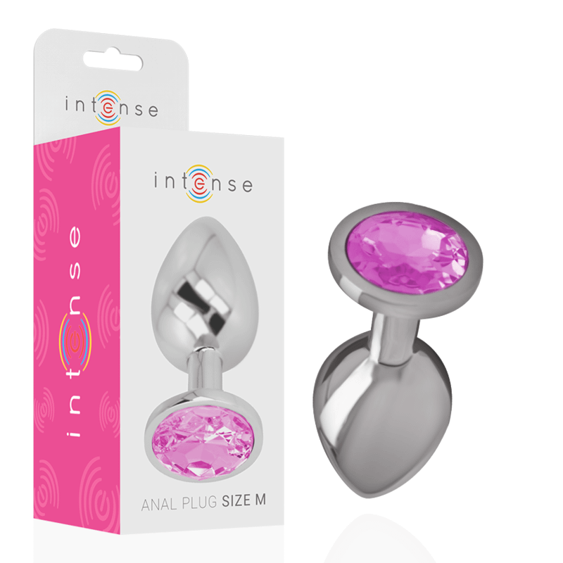 INTENSE - ALUMINUM METAL ANAL PLUG WITH PINK CRYSTAL SIZE M - Image 2