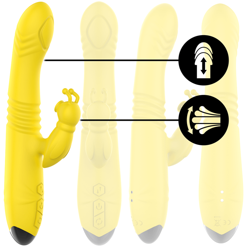 INTENSE - TOKY MULTIFUNCTION VIBRATOR UP DOWN WITH CLITORAL STIMULATOR YELLOW - Image 3