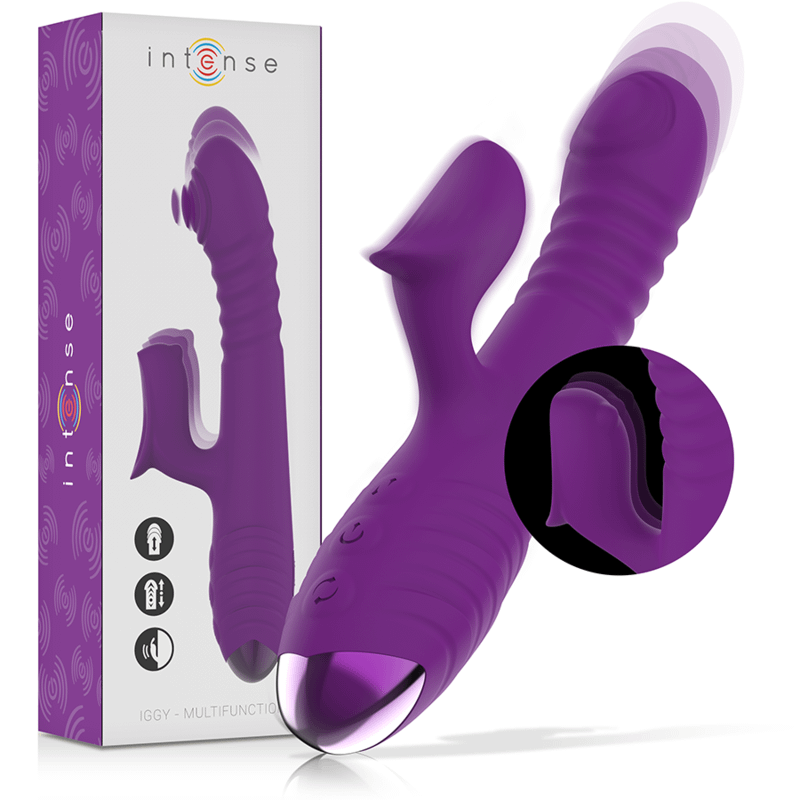 INTENSE - IGGY MULTIFUNCTION RECHARGEABLE VIBRATOR UP  DOWN WITH CLITORAL STIMULATOR PURPLE - Image 2
