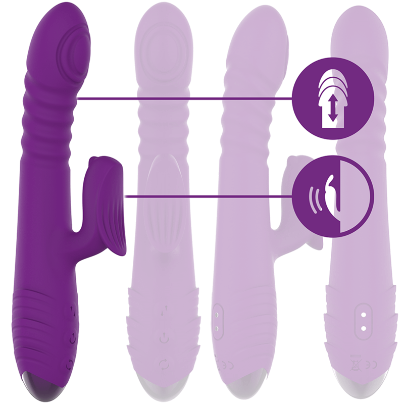 INTENSE - IGGY MULTIFUNCTION RECHARGEABLE VIBRATOR UP  DOWN WITH CLITORAL STIMULATOR PURPLE - Image 3