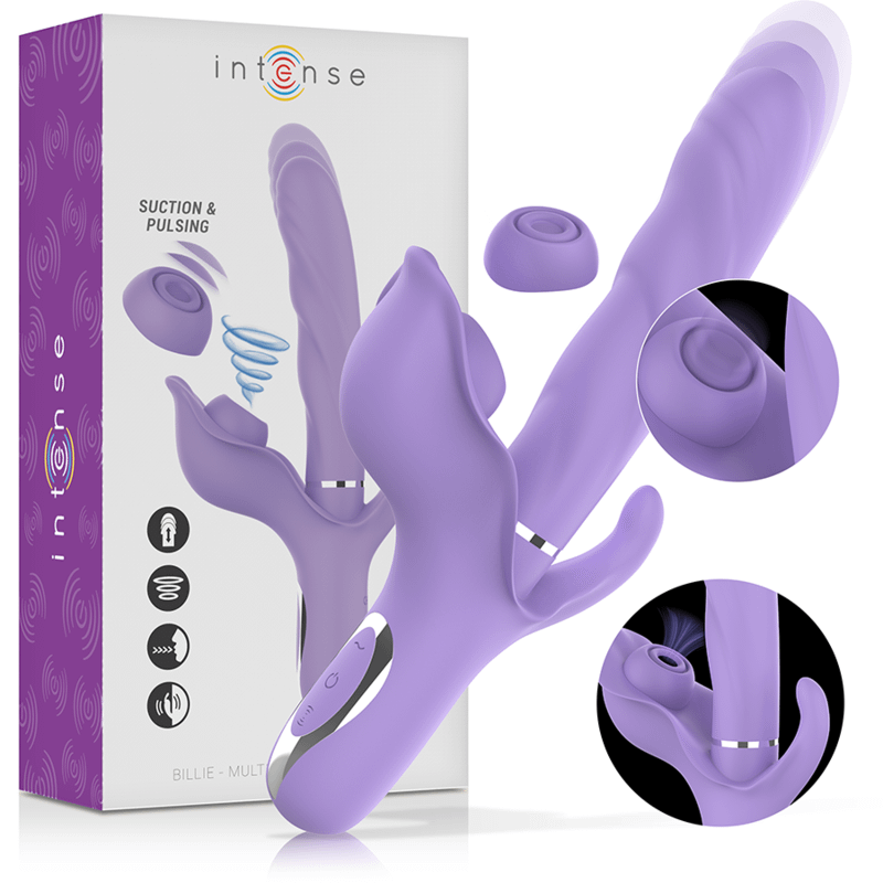 INTENSE - BILLIE MULTIFUNCTIONAL RECHARGEABLE SUCTION VIBRATOR WITH PURPLE PUSH BUTTON - Image 2