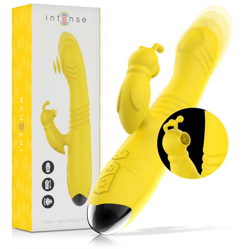 INTENSE - TOKY MULTIFUNCTION VIBRATOR UP DOWN WITH CLITORAL STIMULATOR YELLOW - Image 2