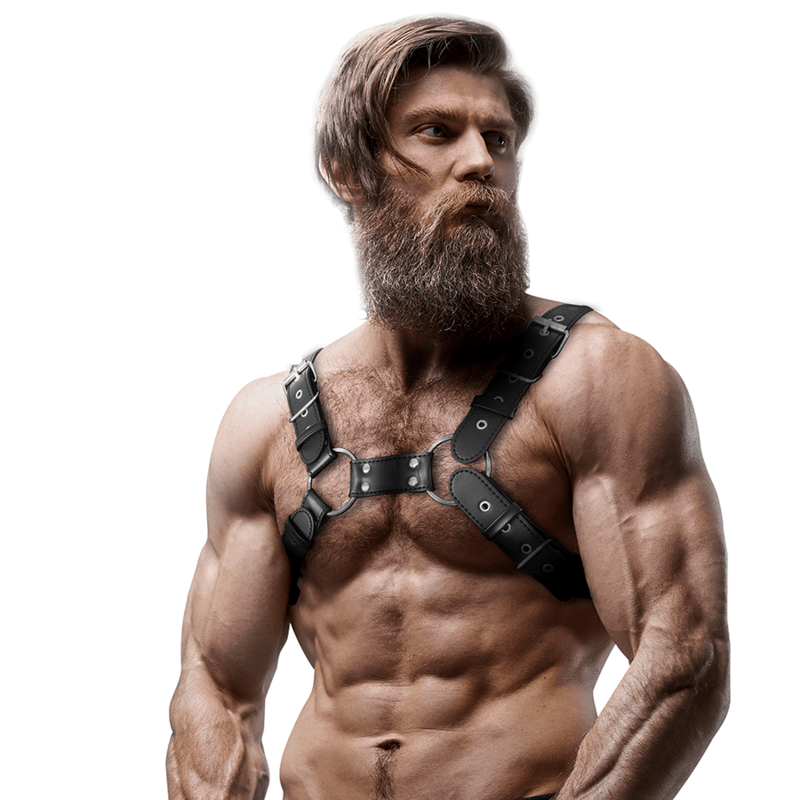 FETISH SUBMISSIVE ATTITUDE - MENS ADJUSTABLE ECO-LEATHER CHEST BULLDOG HARNESS - Image 3