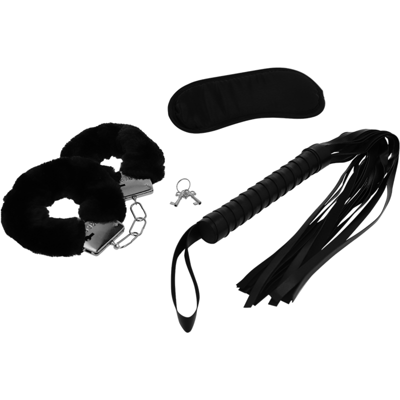 INTENSE - FETISH EROTIC PLAYSET 1 WITH HANDCUFFS, BLIND MASK AND FLOGGER - Bild 2