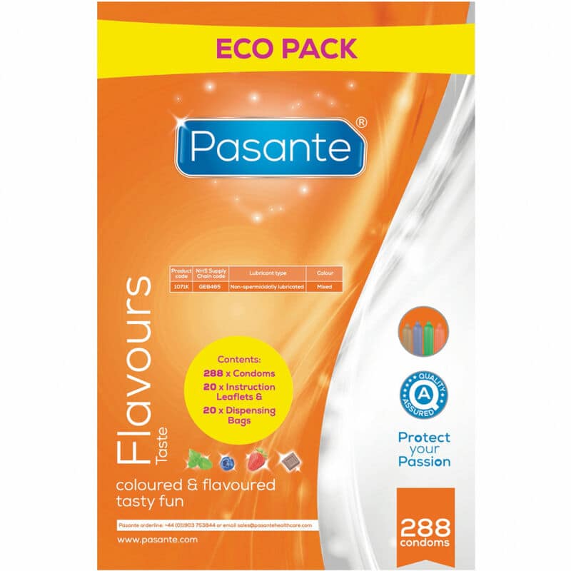 PASANTE - KONDOMER ECO PACK SMAKSÄTTNING PÅSE 288 ENHETER
