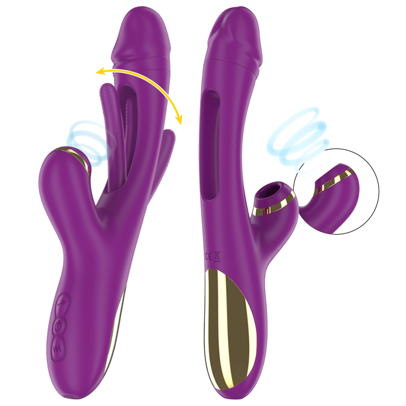 INTENSE - ATENEO RECHARGEABLE MULTIFUNCTION VIBRATOR 7 VIBRATIONS WITH SWINGING MOTION AND SUCKING PURPLE - Bild 3