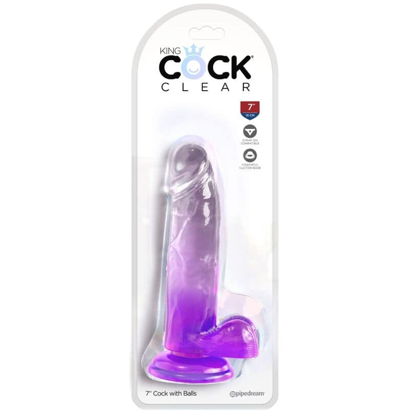 KING COCK - CLEAR REALISTIC PENIS WITH BALLS 15.2 CM PURPLE - Image 2