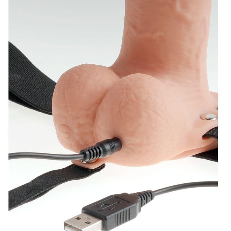 FETISH FANTASY SERIES - ADJUSTABLE HARNESS REALISTIC PENIS WITH BALLS RECHARGEABLE AND VIBRATOR 23 CM - Image 4
