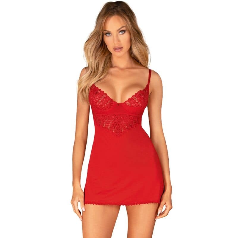 OBSESSIVE - INGRIDIA CHEMISE  THONG RED XS/S