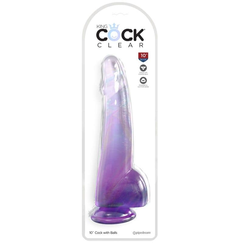 KING COCK - CLEAR DILDO WITH TESTICLES 19 CM PURPLE - Bild 2