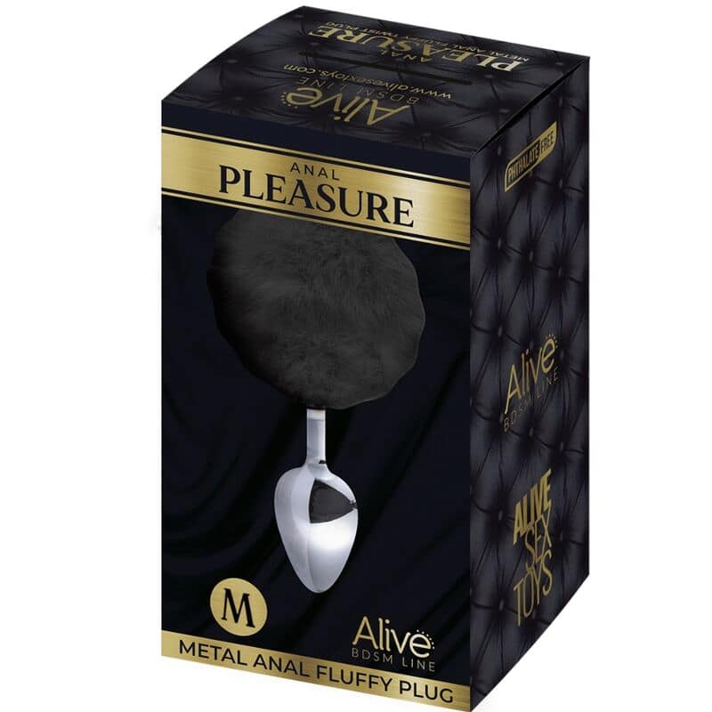 ALIVE - ANAL PLEASURE PLUG SPIRAL METAL FLUFFY BLACK SIZE M - Image 3