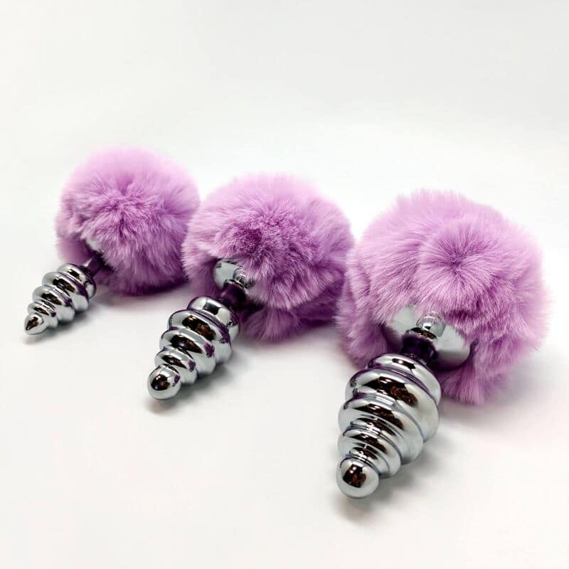 ALIVE - ANAL PLEASURE PLUG SPIRAL METAL FLUFFY VIOLET SIZE M - Bild 3