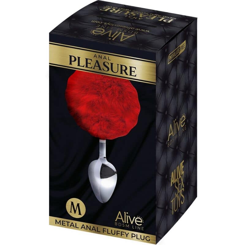 ALIVE - ANAL PLEASURE PLUG SMOOTH METAL FLUFFY RED SIZE M - Image 2