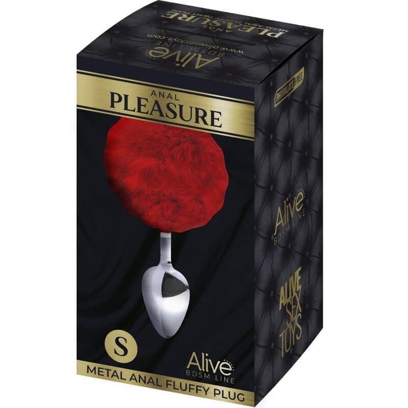 ALIVE - ANAL PLEASURE PLUG SMOOTH METAL FLUFFY RED SIZE S - Image 2