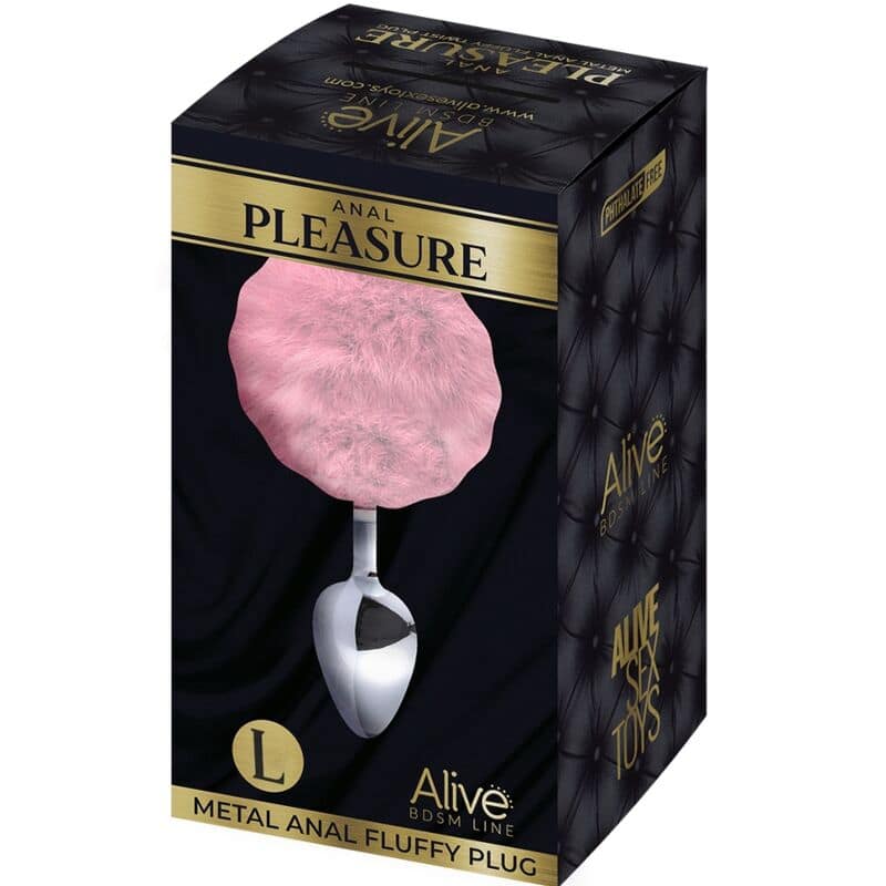 ALIVE - ANAL PLEASURE PLUG SMOOTH METAL FLUFFY PINK SIZE L - Image 2