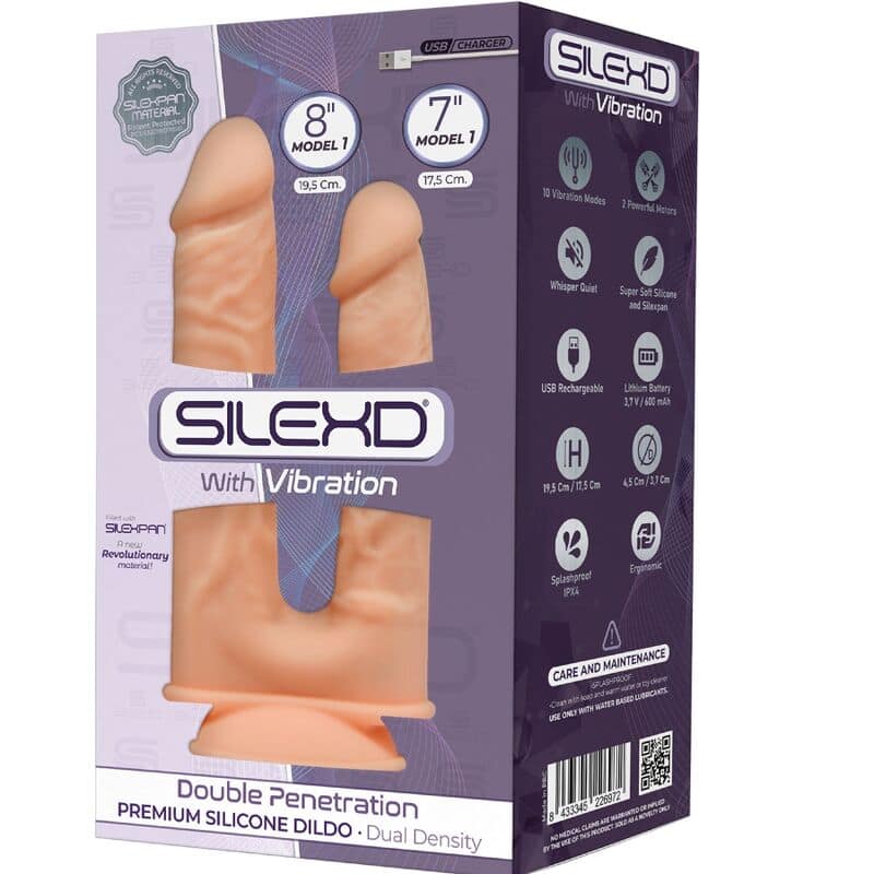 SILEXD - MODEL 1 REALISTIC PENIS DOUBLE PENETRATION VIBRATOR PREMIUM SILEXPAN SILICONE 17.5 / 19.5 CM - Bild 2