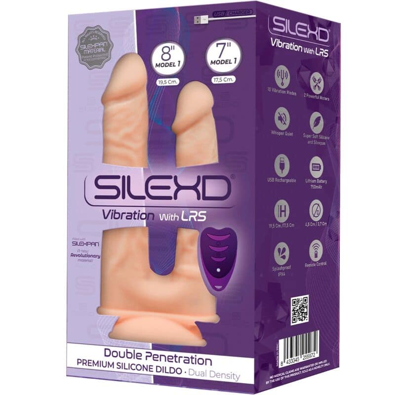 SILEXD - MODEL 1 REALISTIC PENIS DOUBLE PENETRATION VIBRATOR PREMIUM SILEXPAN SILICONE REMOTE CONTROL 17.5 / 19.5 CM - Image 3