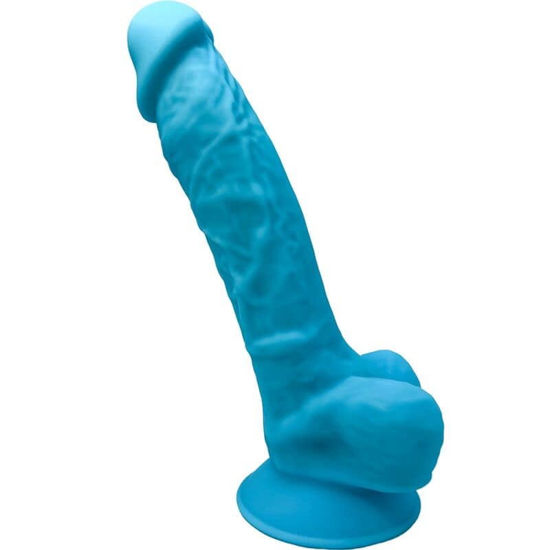 SILEXD - MODELL 1 REALISTISK PENIS PREMIUM SILEXPAN SILIKON BLÅ 17,5 CM