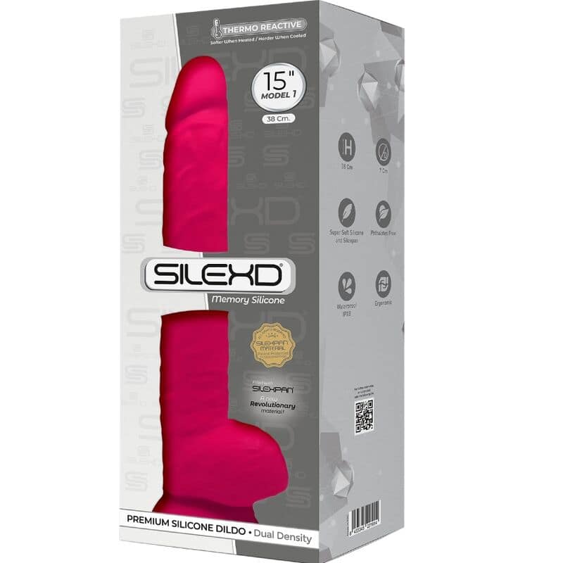 SILEXD - MODEL 1 REALISTIC PENIS PREMIUM SILEXPAN SILICONE FUCHSIA 38 CM - Image 2