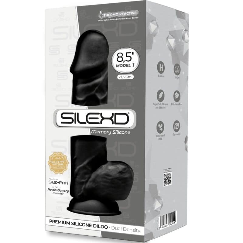 SILEXD - MODEL 1 REALISTIC PENIS PREMIUM SILEXPAN SILICONE BLACK 21.5 CM - Image 3