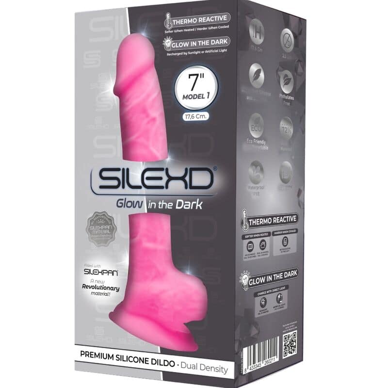 SILEXD - MODEL 1 REALISTIC PENIS PREMIUM SILICONE SILEXPAN FLUORESCENT PINK 17.5 CM - Bild 2